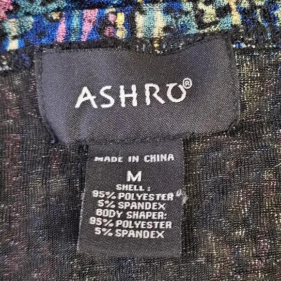 ASHRO Women's Metallic Printed Long Sleeve Midi Sheath Dress Size Medium Artsy - Picture 10 of 12